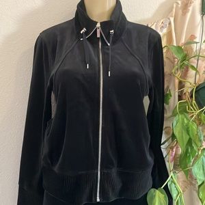 Pants and Jacket Set Jones New York Signature Velour Black Zip up jacket